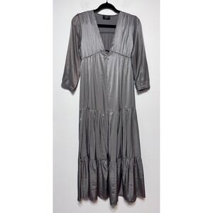 VICI Silver Shimmer Tiered Midi Dress Small Ethereal‎ Dark Romance Goddesscore